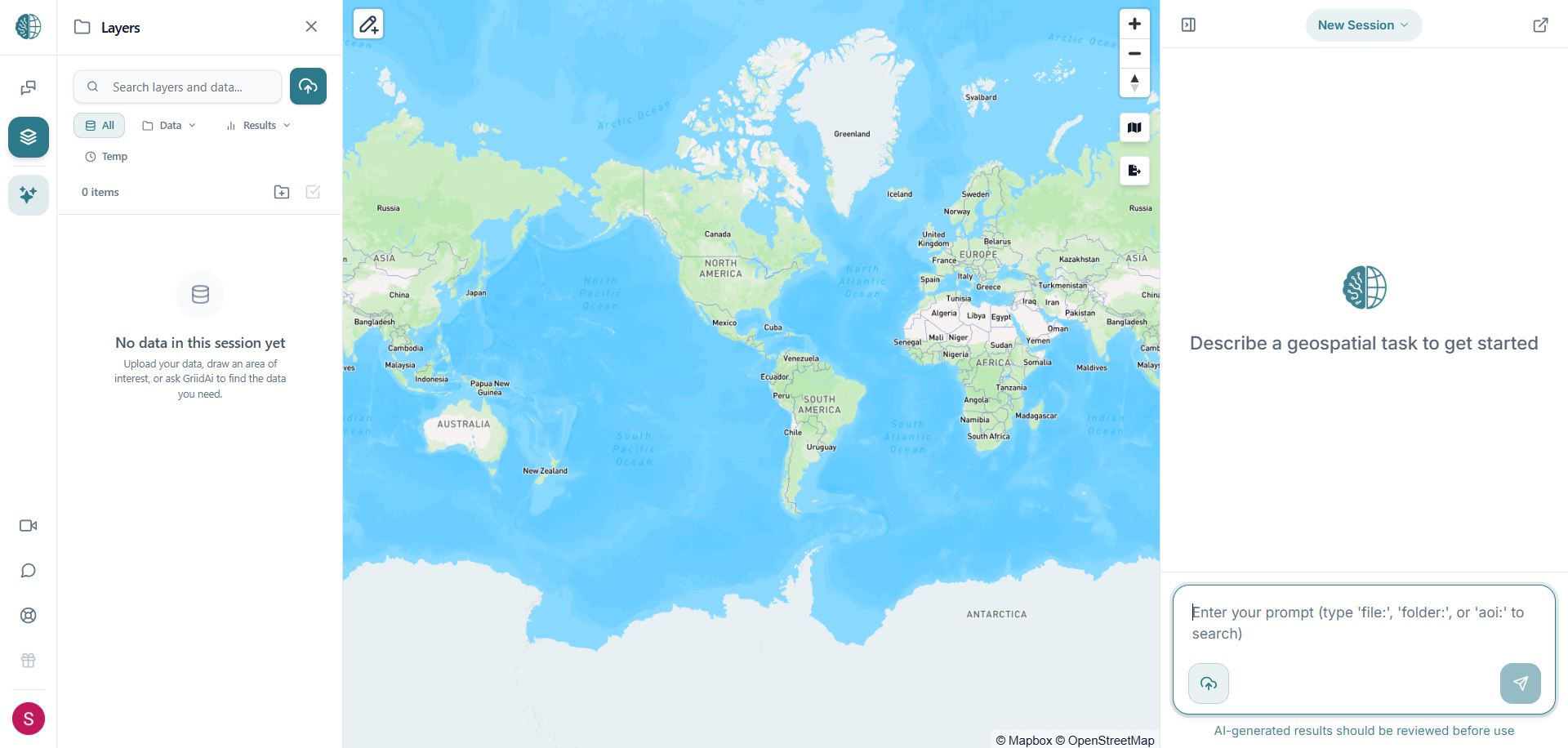 GriidAi workspace interface