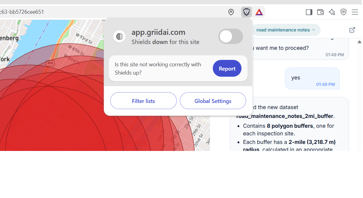 Brave Shields enabled for app.griidai.com
